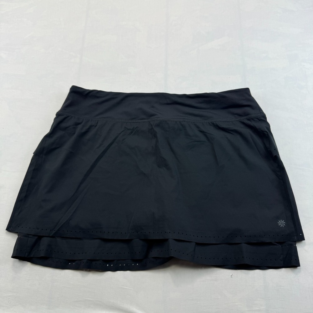 Athleta Athletic Skort Womens Large Black Lined Zip Pocket Casual Activewear
